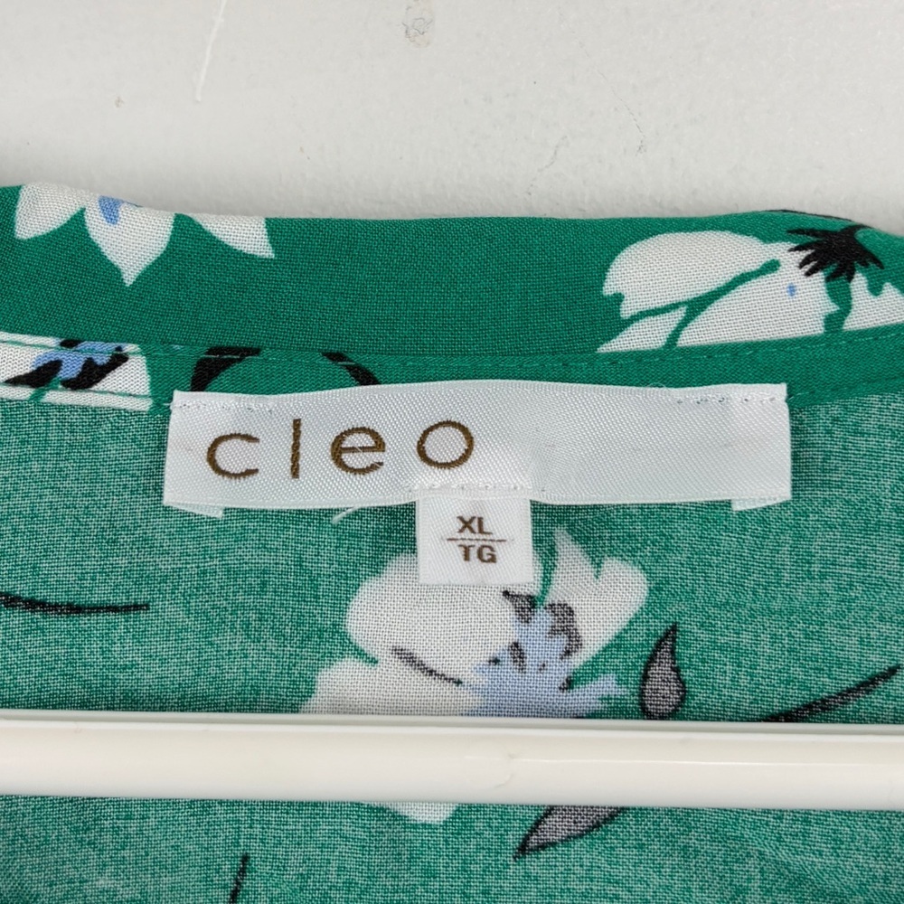 Cleo Green Floral Button-Up Blouse Peter Pan Collar Cottagecore Feminine Chic - Picture 5 of 10